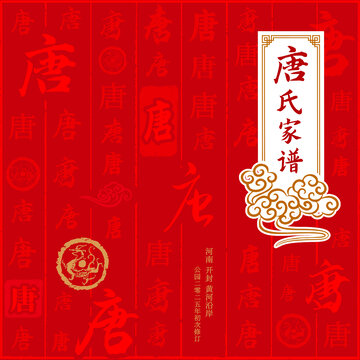 唐姓氏家谱族谱画册标书封面