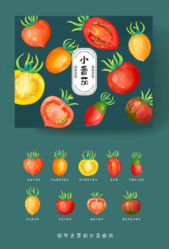 小番茄包装插画礼盒