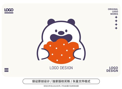 原创卡通贪吃熊logo