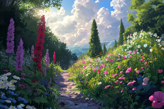 唯美梦幻花田场景
