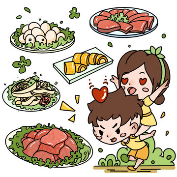 去吃火锅插画