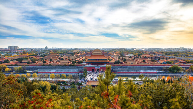 北京景山公园拍摄故宫全景图