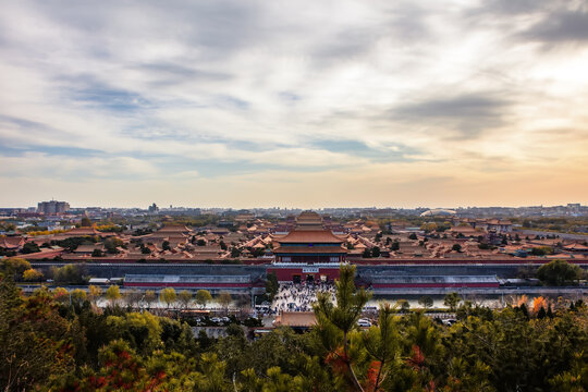 北京景山公园拍摄故宫全景图