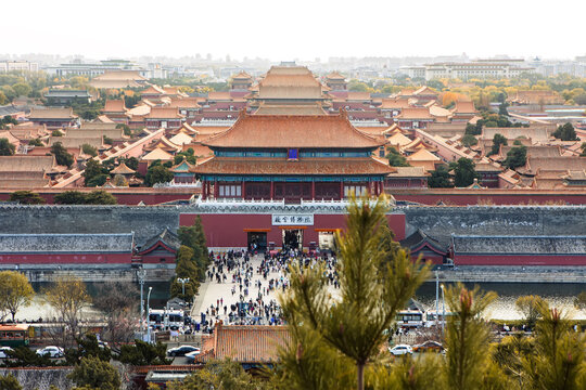 北京景山公园拍摄故宫全景图