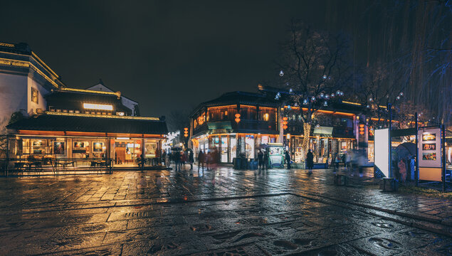 南京老门东街头夜景