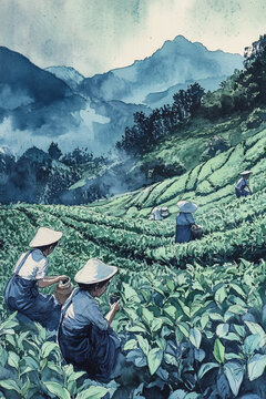 采茶装饰画