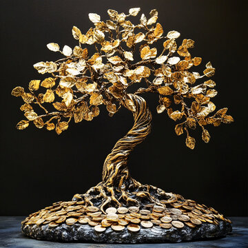 金色招财摇钱树