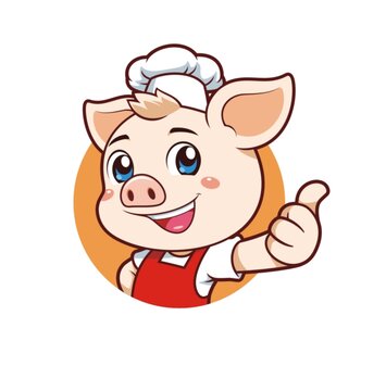 可爱小猪厨师头像