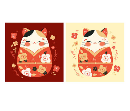 招财猫图案插画