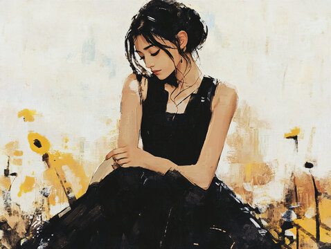 油画少女