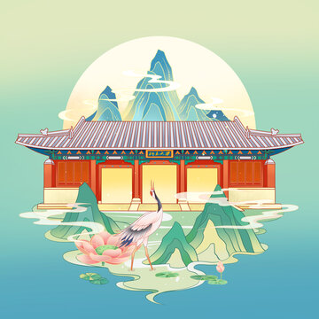 北京大学校门插画