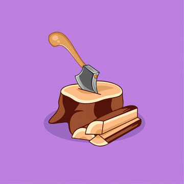可爱恐龙伐木工具矢量卡通插画