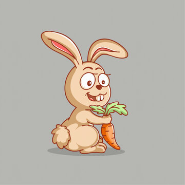 可爱趣味兔子先生胡萝卜卡通插画