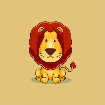 可爱猛兽狮子矢量Q版卡通插画