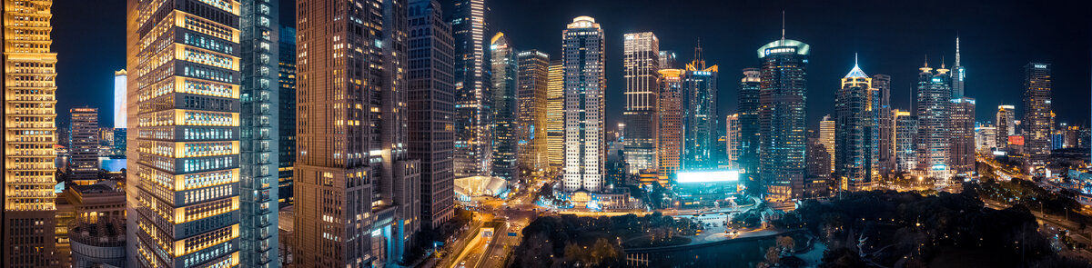 上海陆家嘴夜景全景