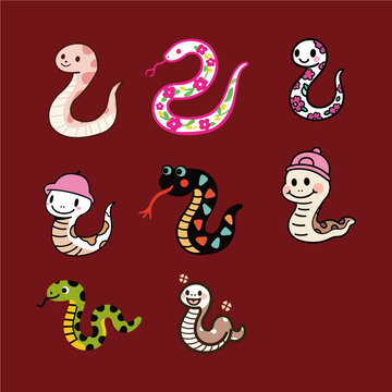 卡通蛇8款
