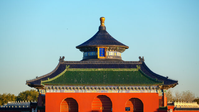 北京著名景区天坛公园祈年殿特写