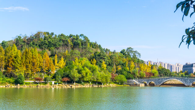 尖山湖层林尽染