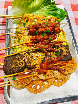 香辣炸串油炸食品小吃美食