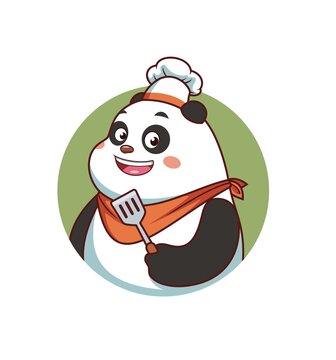 卡通可爱熊猫厨师头像矢量图