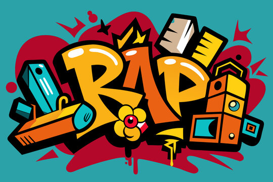 炫酷涂鸦rap音乐手绘街头艺术时尚背景