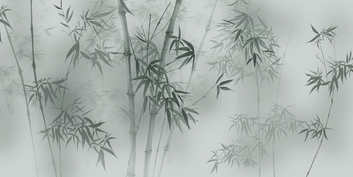 水墨竹林竹子背景墙