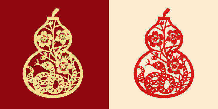 蛇年葫芦造型剪纸