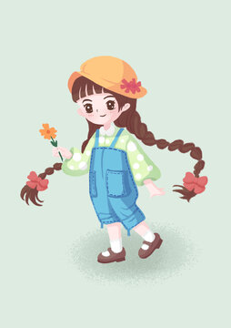 长辫子女孩