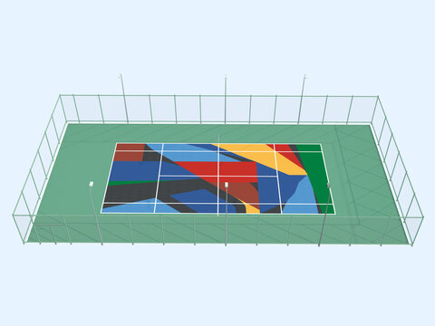 3D网红网球场绿色