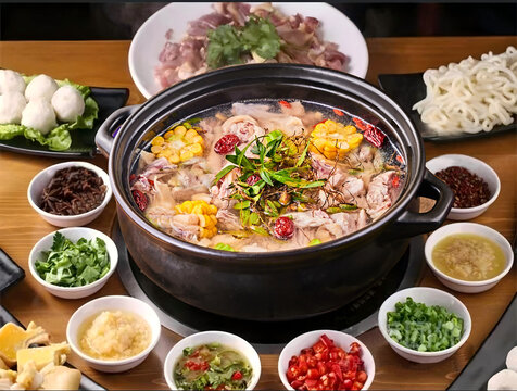 脆皮鸡火锅