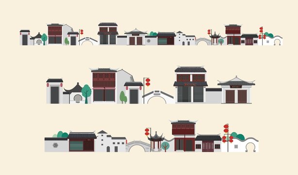 苏州平江路建筑插画