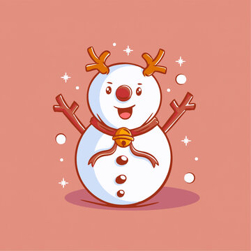 美式雪人雨鹿角围巾跳舞矢量角色设计