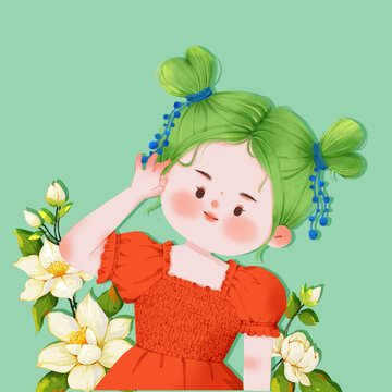 多巴胺可爱女孩与花花
