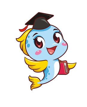 卡通可爱小鱼博士形象矢量图
