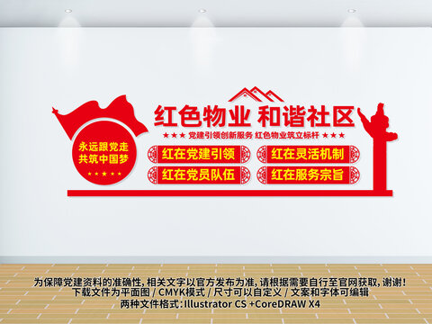 红色物业和谐社区文化墙