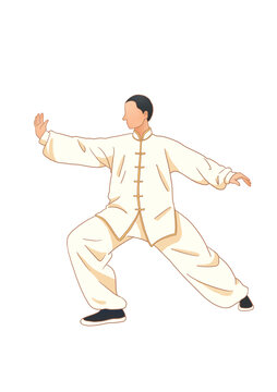 打太极人物运动插画