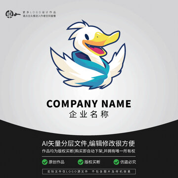 小白鸭子卡通动物农场LOGO
