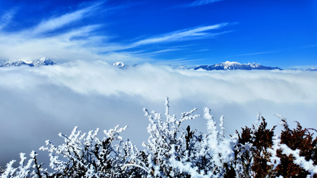 牛背山顶雪景云海