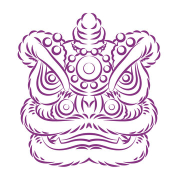 舞狮狮子头矢量插画元素