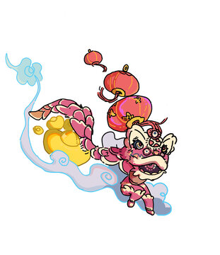 舞狮插画