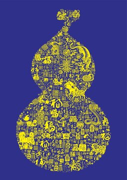 中国传统福文化葫芦底纹