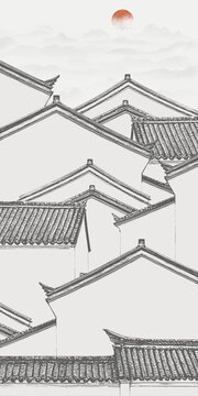 玄关别墅挑高装饰画背景墙
