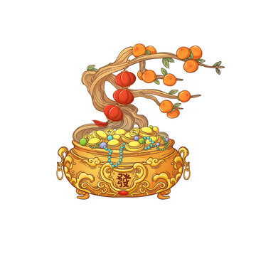 春节免扣元素插画