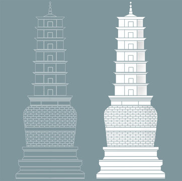 白塔线稿