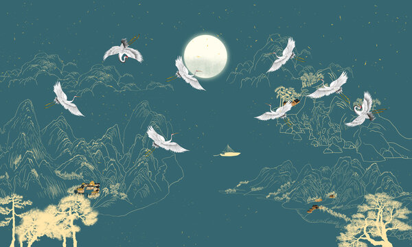 线条山水画