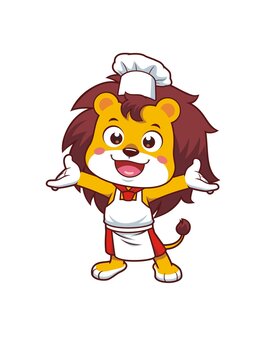 卡通可爱小狮子厨师形象矢量图