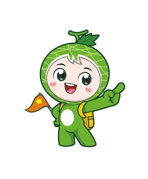 卡通可爱哈密瓜形象矢量图