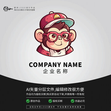 小猴子猩猩可爱动物LOGO