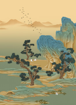 青绿山水立轴