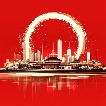 中国城市红颜图画与圆圈